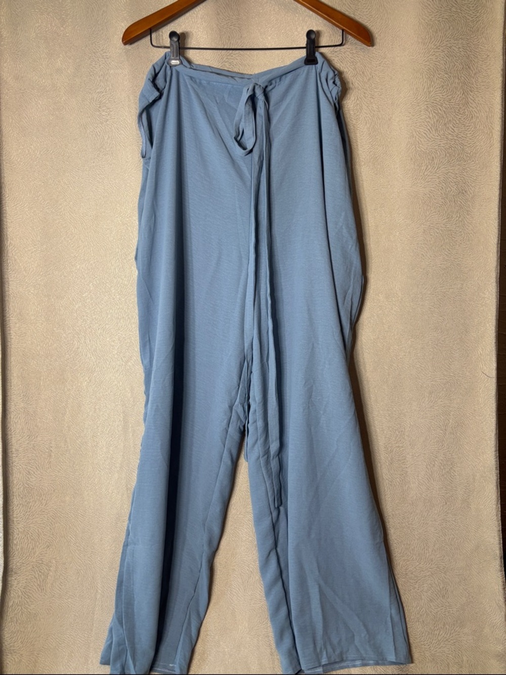 Shein Curve Light Blue Wide-Leg Tie-Waist Pants 0173